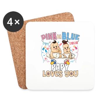 Pink or Blue Papy t’aime le meilleur papa de tous les temps - Dessous de verre (lot de 4) - blanc - Devant