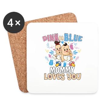 Pink or Blue Mommy Loves You Best Mom Ever - Coasters (set of 4) - white - Front