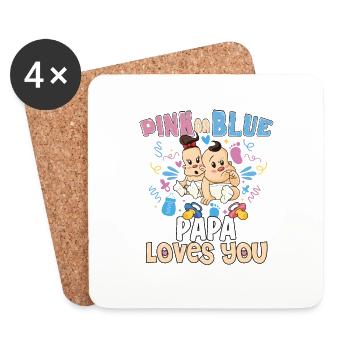 Pink or Blue Papa t’aime le meilleur papa de tous les temps - Dessous de verre (lot de 4) - blanc - Devant