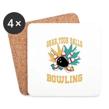 Attrapez vos balles Nous allons Bowling Bowler Team Pl - Dessous de verre (lot de 4) - blanc - Devant