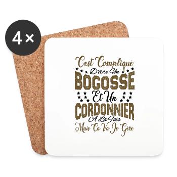 c'est compliqué d'être un Bogosse et un Cordonnier - Dessous de verre (lot de 4) - blanc - Devant
