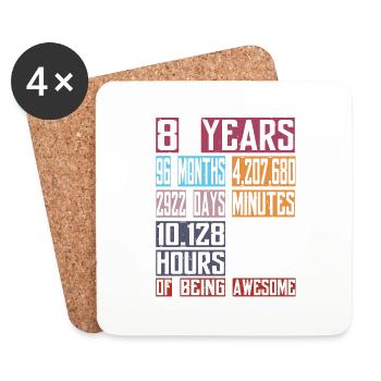 8 Years 96 Months Of Being Awesome 8th Birthday Co - Coasters (set of 4) - white - Front
