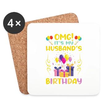 OMG It's My Husband's Birthday Gaming Day - Coasters (set of 4) - white - Front