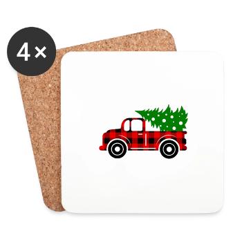 Joyeux Noël Drôle de Chemise de Noël - Dessous de verre (lot de 4) - blanc - Devant
