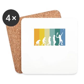 Evolution Tennis - Joueur de tennis aux couleurs vintage - Dessous de verre (lot de 4) - blanc - Devant
