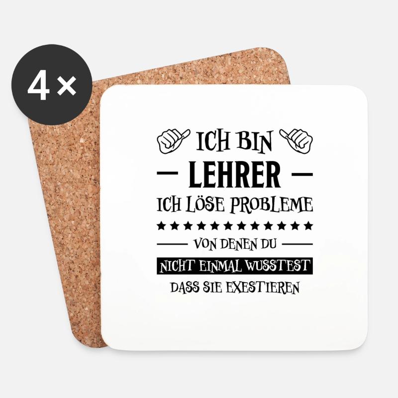 Lehrer Lustige Spruch Unterricht Lehrer Geschenk - Untersetzer (4er-Set) - Weiß