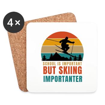 L’école est importante, mais le ski est plus important - Dessous de verre (lot de 4) - blanc - Devant