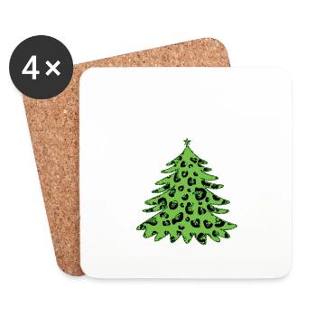 Joyeux Noël Drôle de Chemise de Noël - Dessous de verre (lot de 4) - blanc - Devant