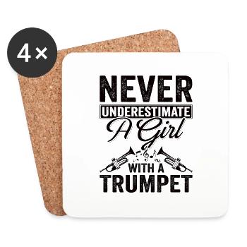 Trompette Girls Brass Band Orchestra Musicien - Dessous de verre (lot de 4) - blanc - Devant