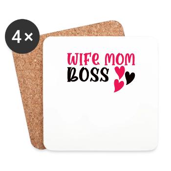 Mutter Ehefrau Boss Muttertag Beste Mama Frau Chef - Untersetzer (4er-Set) - Weiß - Vorne