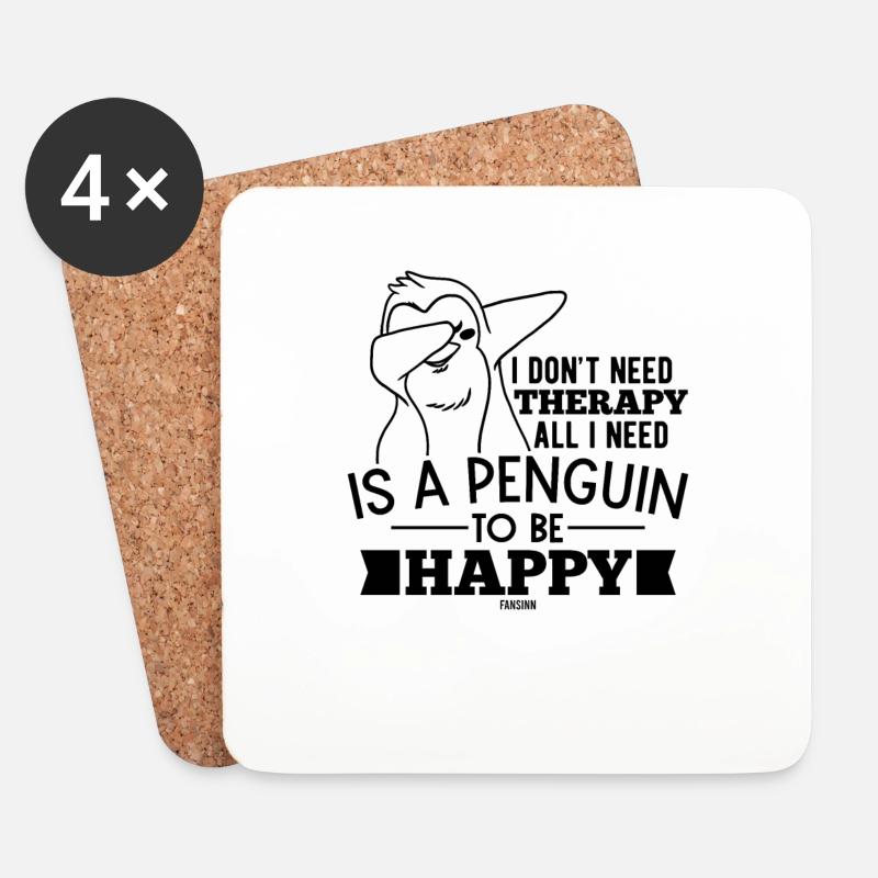 Therapie Pinguin Glück Spruch - Untersetzer (4er-Set) - Weiß