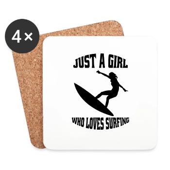 Surfer Girl Surfing Maman Surfing Planche de surf - Dessous de verre (lot de 4) - blanc - Devant