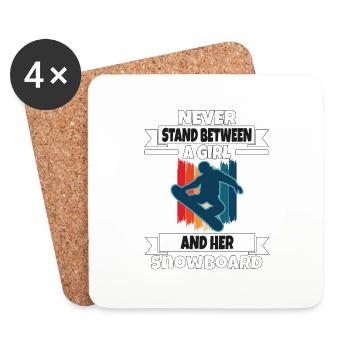 Never Stand Between A Girl And Her Snowboard - Coasters (set of 4) - white - Front