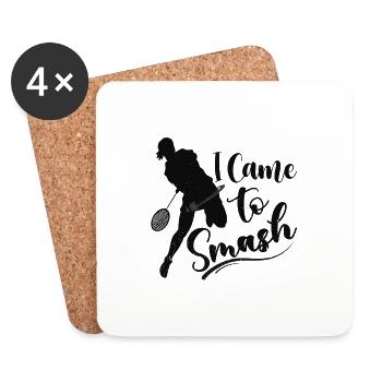 Je suis venu à Smash Badminton Player Shuttlecock Sport - Dessous de verre (lot de 4) - blanc - Devant