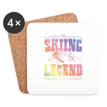 Légende du ski - Dessous de verre (lot de 4) - blanc - Devant