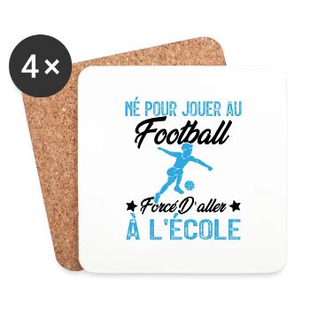football joueur cadeau enfant homme garcon - Dessous de verre (lot de 4) - blanc - Devant