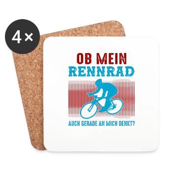 Ob mein Rennrad auch gerade an mich denkt? Fahrrad - Untersetzer (4er-Set) - Weiß - Vorne