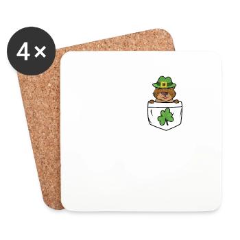 Cute Irish Sea Otter Bag Clover St Pat - Coasters (set of 4) - white - Front