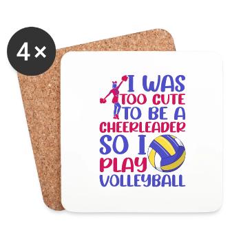 J’étais trop mignonne alors je joue au volleyball 2 - Dessous de verre (lot de 4) - blanc - Devant