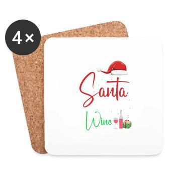 Cher Père Noël, apportez simplement du vin Drôles de couples de Noël - Dessous de verre (lot de 4) - blanc - Devant