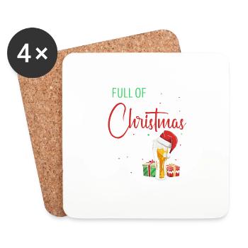 Plein de bière de Noël Drôles de couples de Noël - Dessous de verre (lot de 4) - blanc - Devant