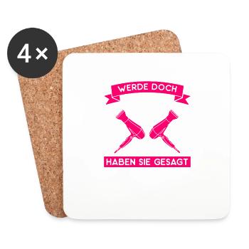 Werde Doch Friseur Haben Sie Gesagt Haarschneider - Untersetzer (4er-Set) - Weiß - Vorne