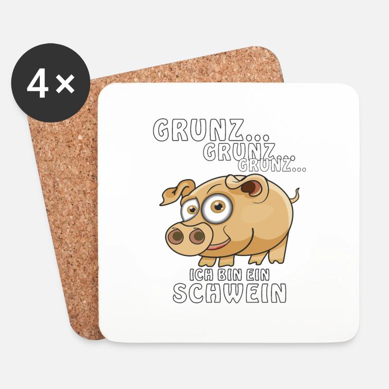 ICH BIN EIN SCHWEIN - Untersetzer (4er-Set) - Weiß