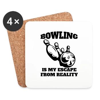 Bowling Skittles Gift Bowling Ball Skittles Bowler - Coasters (set of 4) - white - Front