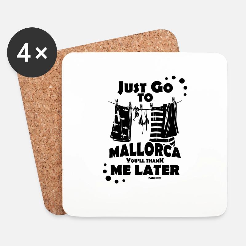 Mallorca Spruch Geschenk Urlaub Meer - Untersetzer (4er-Set) - Weiß
