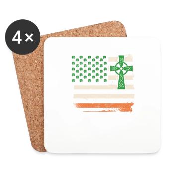 Ireland Clover ST PATRICKS DAY Cross Irish - Coasters (set of 4) - white - Front