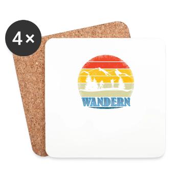 Wandern Zubehör Wanderer Motiv - Untersetzer (4er-Set) - Weiß - Vorne