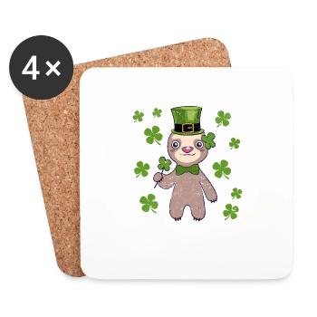 Irish Leprechaun Sloth St Patrick's Day - Coasters (set of 4) - white - Front