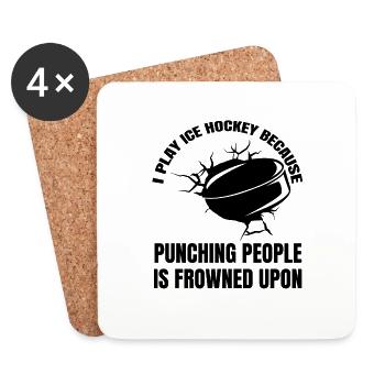 Eishockey Geschenk Eishockeyteam Wintersport - Untersetzer (4er-Set) - Weiß - Vorne