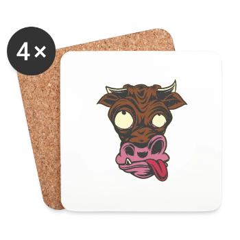Cow crazy verrückte Kuh - Untersetzer (4er-Set) - Weiß - Vorne