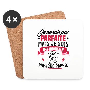 Pas parfaite mais je suis infirmière - Dessous de verre (lot de 4) - blanc - Devant
