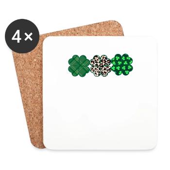 Grün kariert Leopard Kleeblatt Niedlich St Patrick - Untersetzer (4er-Set) - Weiß - Vorne