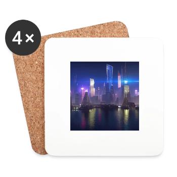 Retrowave Synthwave 80s Future city Design - Untersetzer (4er-Set) - Weiß - Vorne