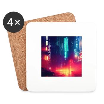 Retrowave Synthwave 80s Future city Design - Untersetzer (4er-Set) - Weiß - Vorne
