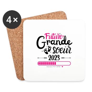Future Grande Soeur 2023 Cadeau Annonce Grossessee - Dessous de verre (lot de 4) - blanc - Devant