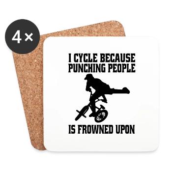 Cycling Mountain Bike Cycling Bike Tour - Coasters (set of 4) - white - Front