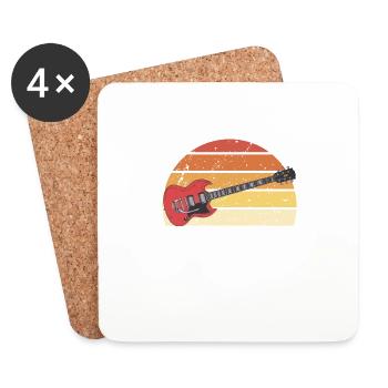 Retro Detendez-Vous Le Guitariste Est Là Guitare - Dessous de verre (lot de 4) - blanc - Devant