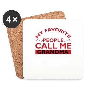 Grandma Pensioner Grandma Grandson Granddaughter Grandma - Coasters (set of 4) - white - Front