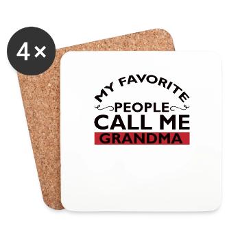 Grandma Pensioner Grandma Grandson Granddaughter Grandma - Coasters (set of 4) - white - Front