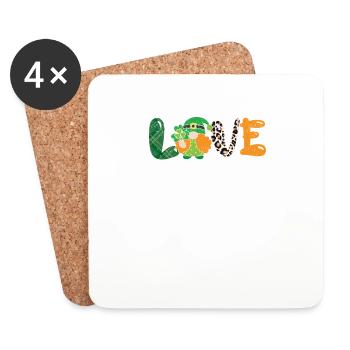 St Patrick's Day Lucky Dwarf Love Leopard Plaid - Coasters (set of 4) - white - Front
