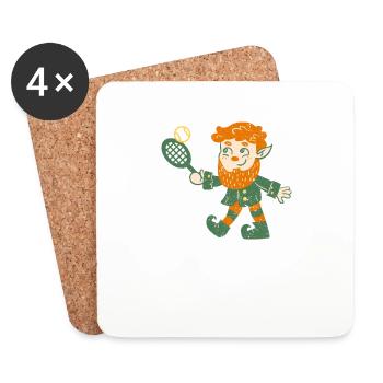 Leprechaun Tennis Player Funny St Patrick's Day - Coasters (set of 4) - white - Front