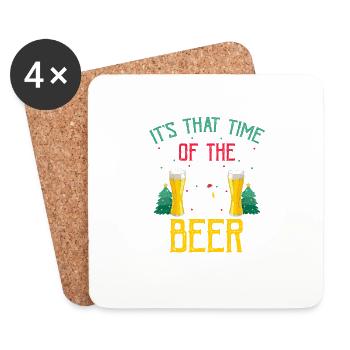 It's That Time Of The Beer Retro Funny Christmas - Untersetzer (4er-Set) - Weiß - Vorne