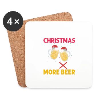 Tout ce que je veux pour Noël, c’est plus de bière drôle - Dessous de verre (lot de 4) - blanc - Devant