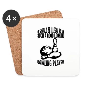 Kegeln Bowlingkugel Bowling Kegel Bowler Geschenk - Untersetzer (4er-Set) - Weiß - Vorne
