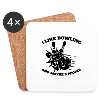 Kegeln Bowling Kegel Bowler Bowlingkugel Geschenk - Untersetzer (4er-Set) - Weiß - Vorne