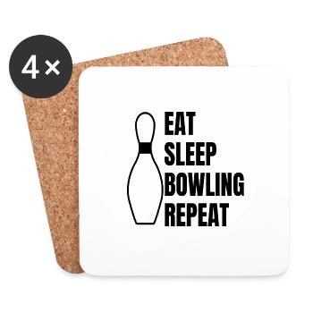 Bowling Cone Bowler Cadeau Bowling Boule Bowling Bowling - Dessous de verre (lot de 4) - blanc - Devant